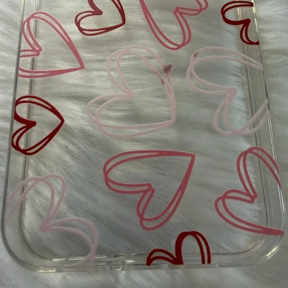 🩷5/$10 IPhone 15 max pro Heart Pattern Clear Phone Case